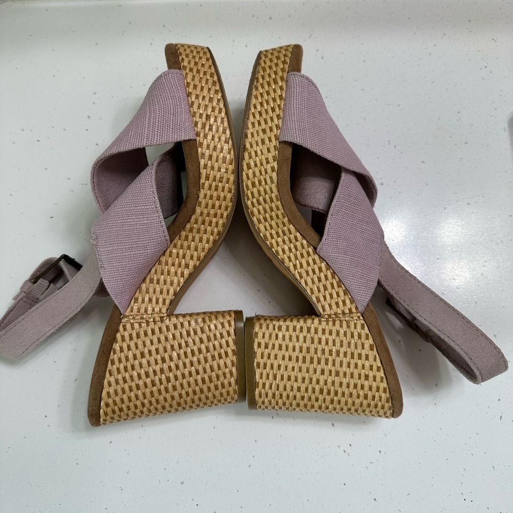 Tom’s Ibiza Platform Heels Women’s 7.5 Lilac Purple Sandals Woven Chunky Shoes - Picture 5 of 10